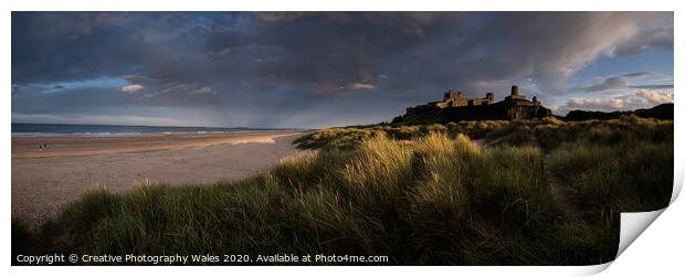 Bamburgh Castle on the Northumberland Coast Print by Creative Photography Wales