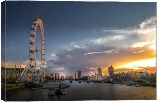 The London Eye and Houses of Parliament Canvas Print by Mark Jones