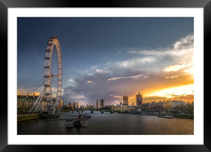 The London Eye and Houses of Parliament Framed Mounted Print by Mark Jones