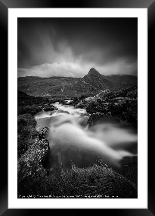 Tryfan from Afon Lloer, Snowdonia National Park Framed Mounted Print by Creative Photography Wales