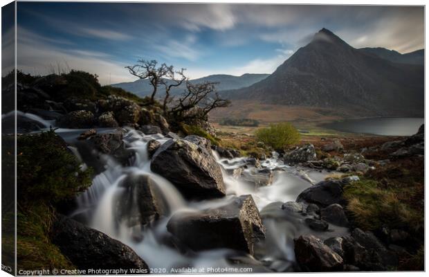 Tryfan from Afon Lloer, Snowdonia National Park Canvas Print by Creative Photography Wales