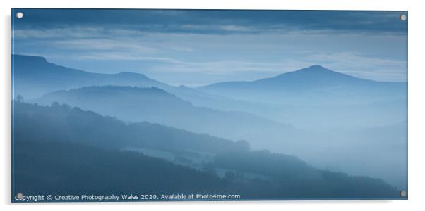 Suagr Loaf and the Black Mountains Acrylic by Creative Photography Wales