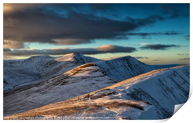 Cribyn winter glow Print by Creative Photography Wales