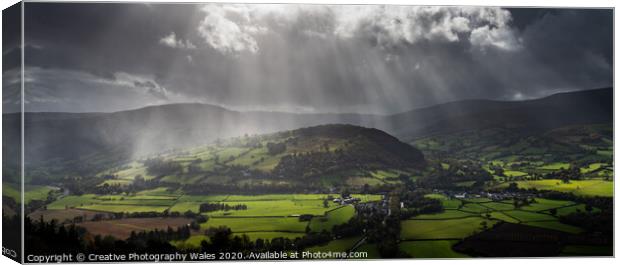 View from the Allt over Talybont on usk, Brecon Beacons National Canvas Print by Creative Photography Wales