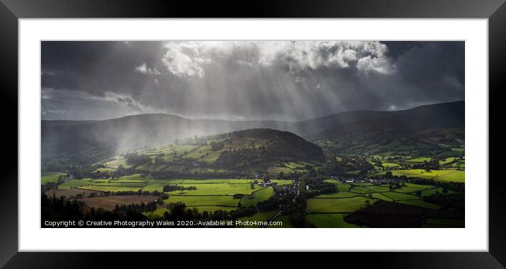 View from the Allt over Talybont on usk, Brecon Beacons National Framed Mounted Print by Creative Photography Wales