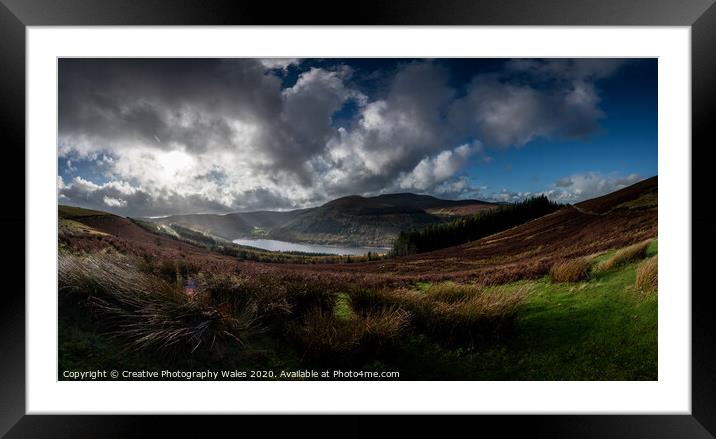 Autumn Panorama above Talybont Reservoir Framed Mounted Print by Creative Photography Wales