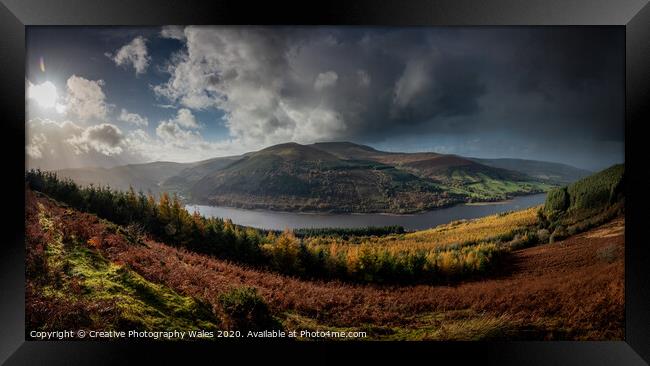 Autumn Panorama above Talybont Reservoir Framed Print by Creative Photography Wales
