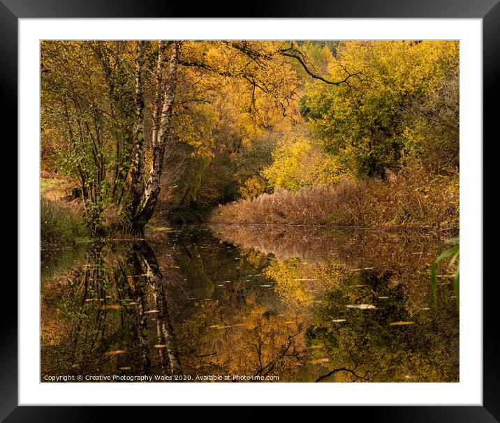 Autumn Reflection in Brecon Canal, Brecon Beacons Framed Mounted Print by Creative Photography Wales