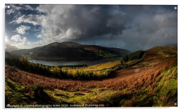 Autumn Panorama above Talybont Reservoir Acrylic by Creative Photography Wales