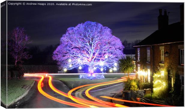 Christmas light trails at Astbury village Canvas Print by Andrew Heaps