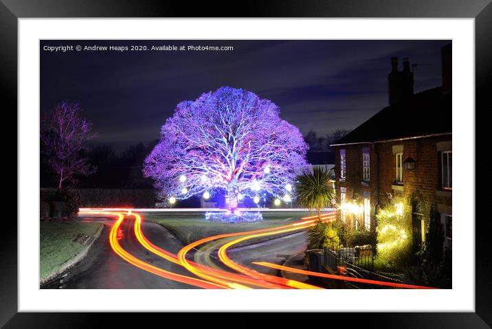 Christmas light trails at Astbury village Framed Mounted Print by Andrew Heaps