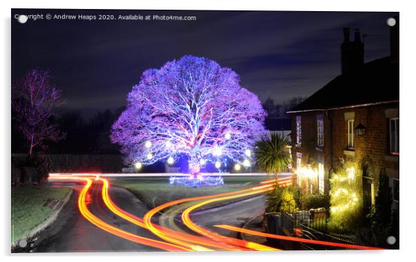 Christmas light trails at Astbury village Acrylic by Andrew Heaps