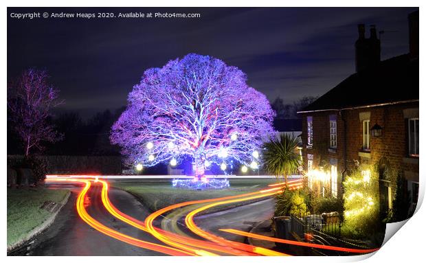 Christmas light trails at Astbury village Print by Andrew Heaps