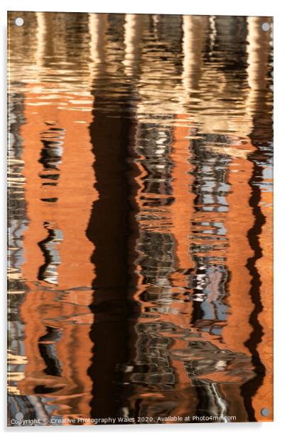 abstract reflections in water in cardiff bay Acrylic by Creative Photography Wales