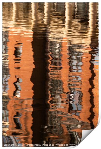 abstract reflections in water in cardiff bay Print by Creative Photography Wales
