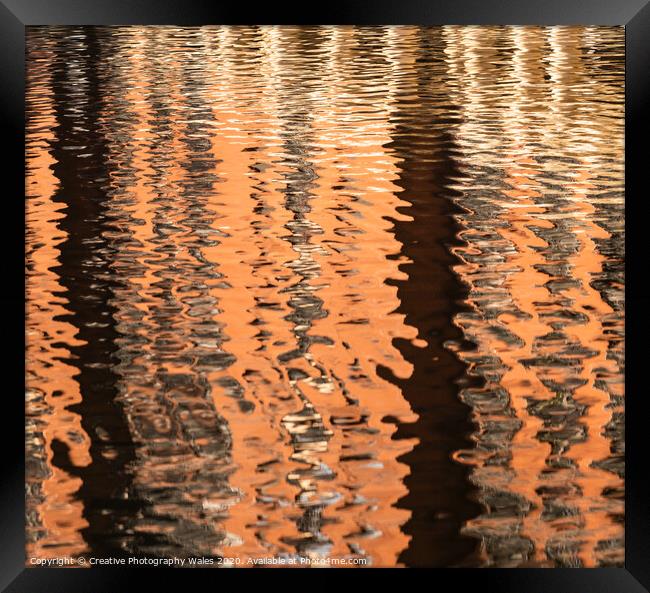 abstract reflections in water in cardiff bay Framed Print by Creative Photography Wales