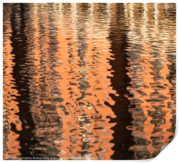 abstract reflections in water in cardiff bay Print by Creative Photography Wales