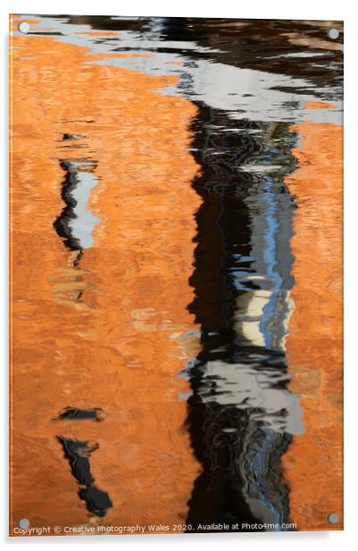 abstract reflections in water in cardiff bay Acrylic by Creative Photography Wales