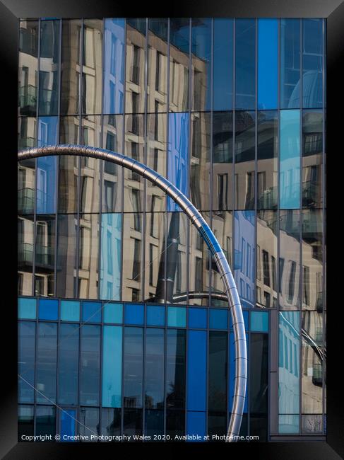 Reflections in Central Library, Cardiff, Wales Framed Print by Creative Photography Wales