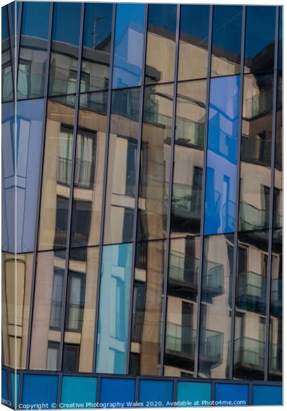 Reflections in Central Library, Cardiff, Wales Canvas Print by Creative Photography Wales