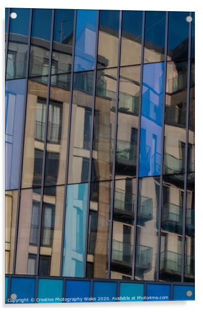 Reflections in Central Library, Cardiff, Wales Acrylic by Creative Photography Wales