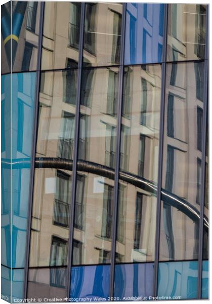 Reflections in Central Library, Cardiff, Wales Canvas Print by Creative Photography Wales
