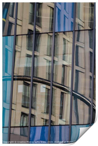 Reflections in Central Library, Cardiff, Wales Print by Creative Photography Wales