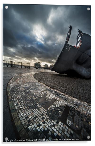 Merchant Seafarers War Memorial Sculpture, Cardiiff Bay Acrylic by Creative Photography Wales