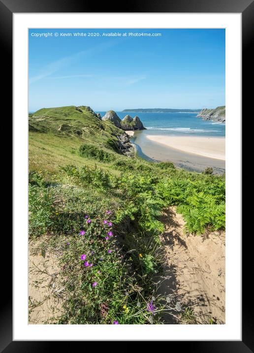 Three Cliffs Bay Wales Framed Mounted Print by Kevin White
