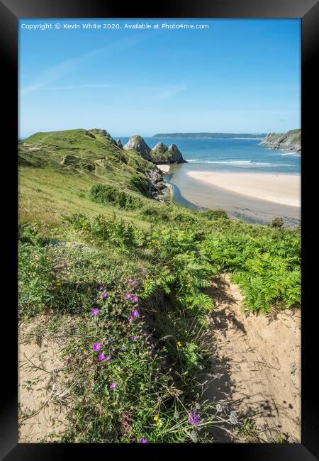 Three Cliffs Bay Wales Framed Print by Kevin White