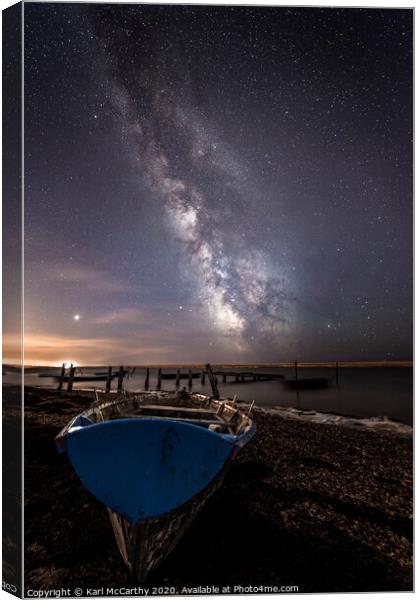 Grounded for the Night at Fleet Lagoon , Weymouth Canvas Print by Karl McCarthy