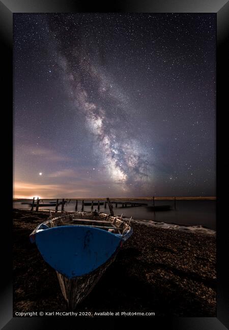 Grounded for the Night at Fleet Lagoon , Weymouth Framed Print by Karl McCarthy