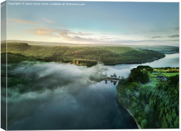 Ponsticil Reservoir at dawn Canvas Print by jason jones