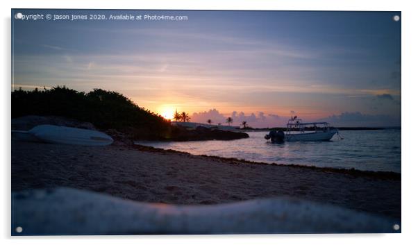 Sunrise on the beach Acrylic by jason jones