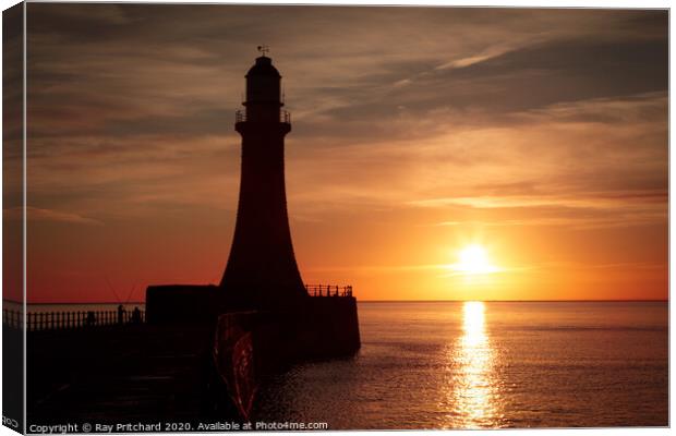 Roker Lighthouse Sunrise Canvas Print by Ray Pritchard