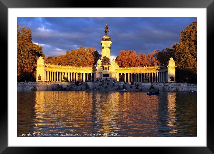A monument in Europe surrounded by a body of pond  Framed Mounted Print by PhotOvation-Akshay Thaker