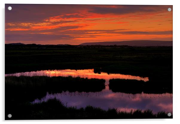Enriched Sunset over Braunton Burrows Acrylic by Pete Hemington