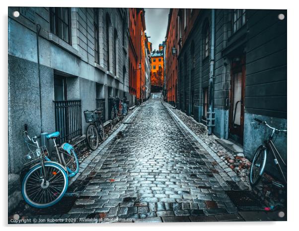 Cobbles and cycles Acrylic by Jon Roberts
