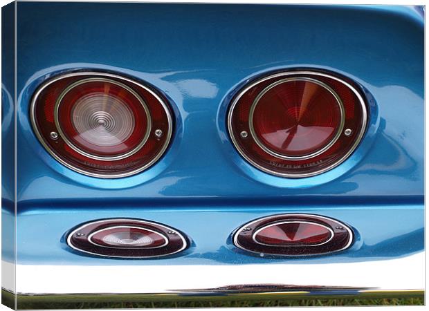 Blue classic car rear light cluster Canvas Print by Allan Briggs