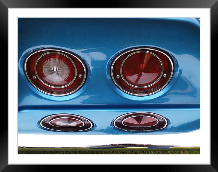 Blue classic car rear light cluster Framed Mounted Print by Allan Briggs