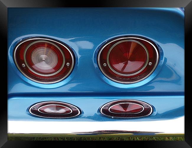 Blue classic car rear light cluster Framed Print by Allan Briggs