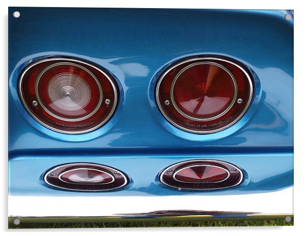 Blue classic car rear light cluster Acrylic by Allan Briggs
