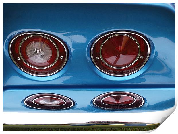 Blue classic car rear light cluster Print by Allan Briggs