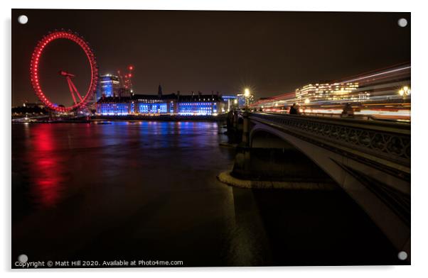 London at Night Acrylic by Matt Hill