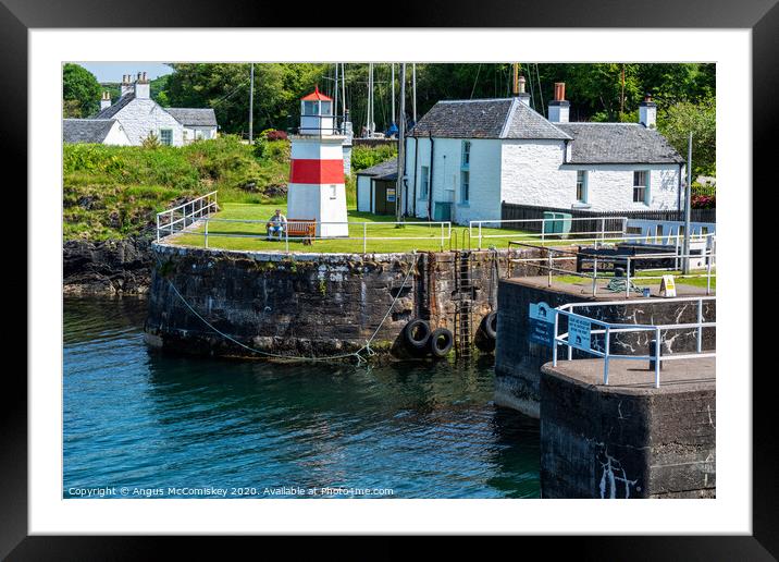 Sea lock and lighthouse on Crinan Canal, Scotland Framed Mounted Print by Angus McComiskey