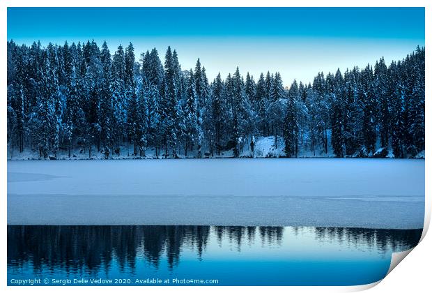 Winter at Fusine lake, Italy  Print by Sergio Delle Vedove