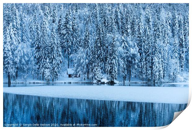 Winter at Fusine lake, Italy  Print by Sergio Delle Vedove