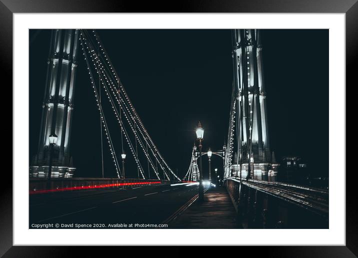 Albert Bridge London Framed Mounted Print by David Spence