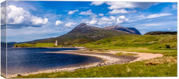 Loch Assynt and Ardvreck Castle Canvas Print by John Frid