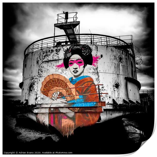 Geisha Graffiti Print by Adrian Evans